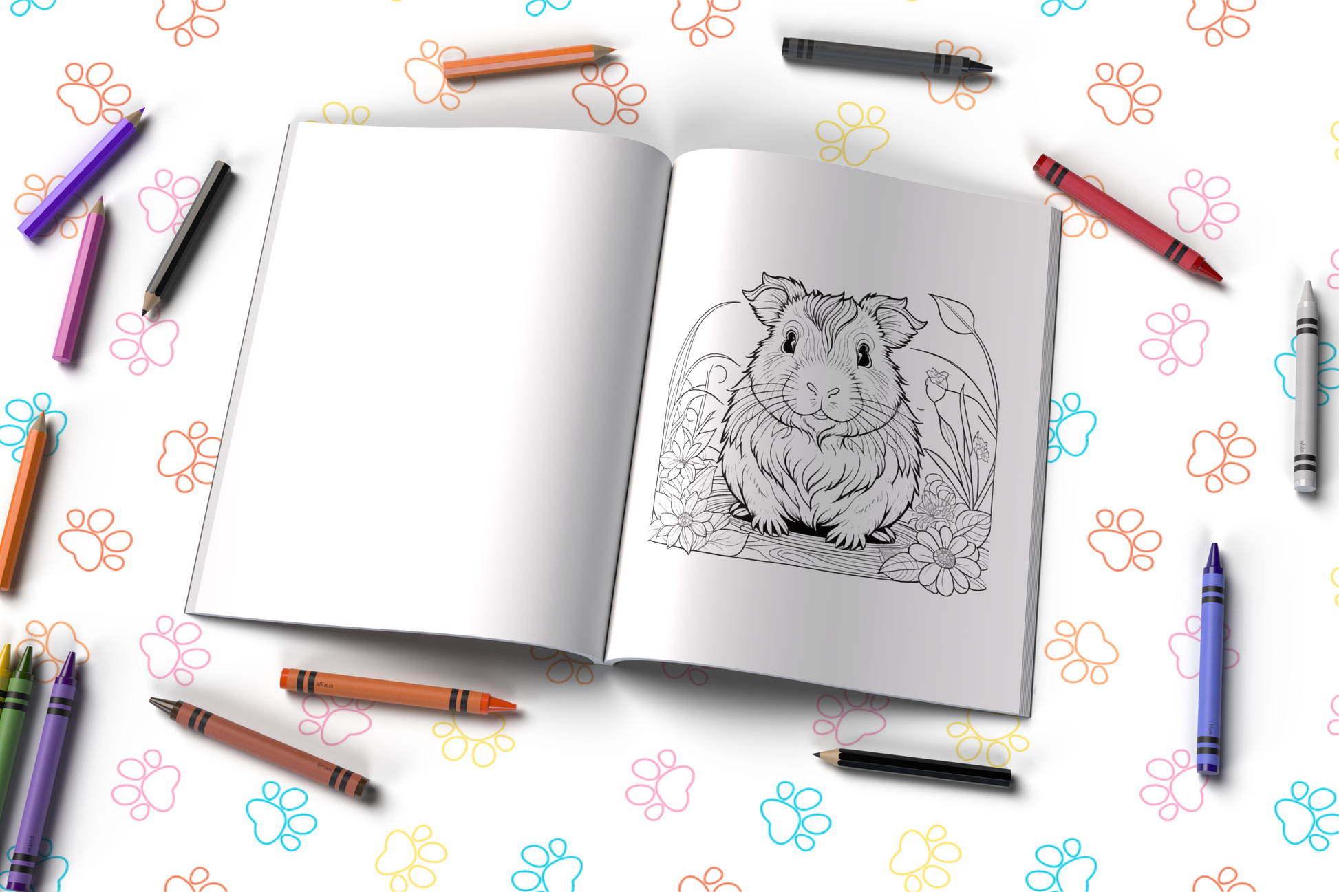 Guinea pig coloring book for relaxation with adorable piggie designs
