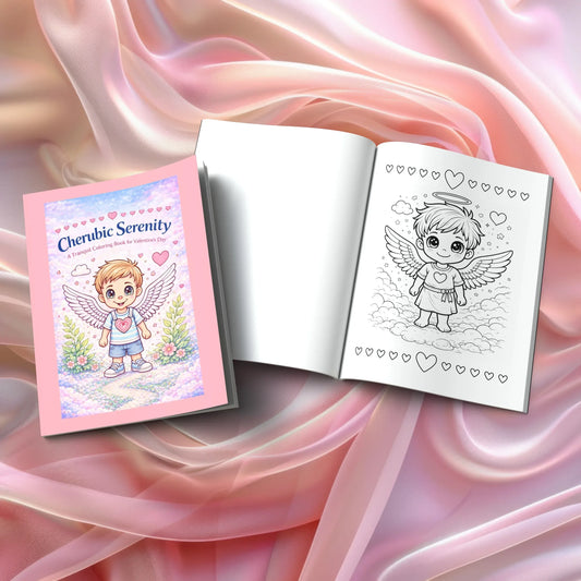 Shop our premium cherubic serenity tranquil coloring pages for valentines day from MySisterIsASurvivor.