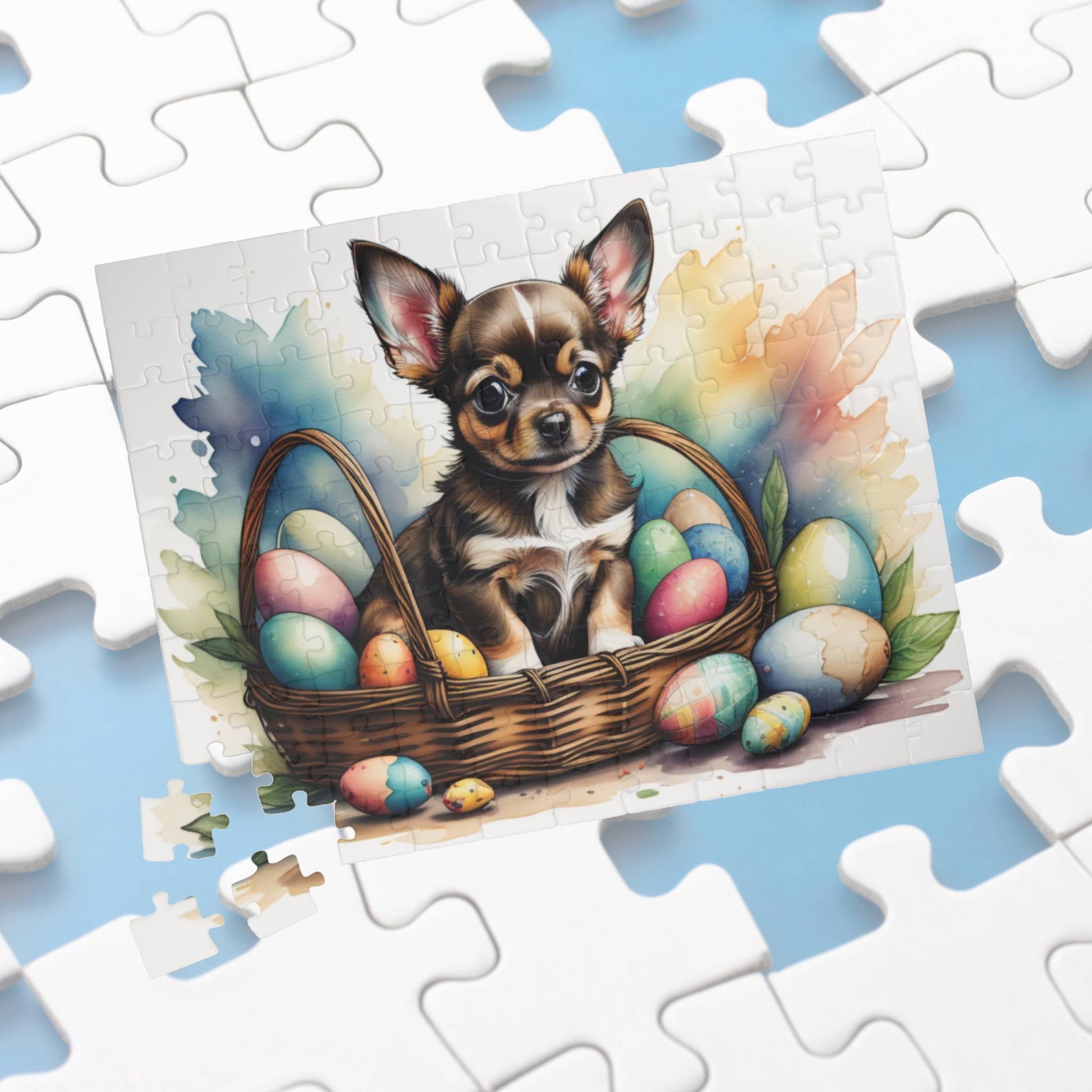 Chihuahua (Black Tri) Easter Puppy Puzzle - Dog Lovers, Mental Health Benefits, Holiday Fun, Mindfulness, Stress Relief, Festive Gift