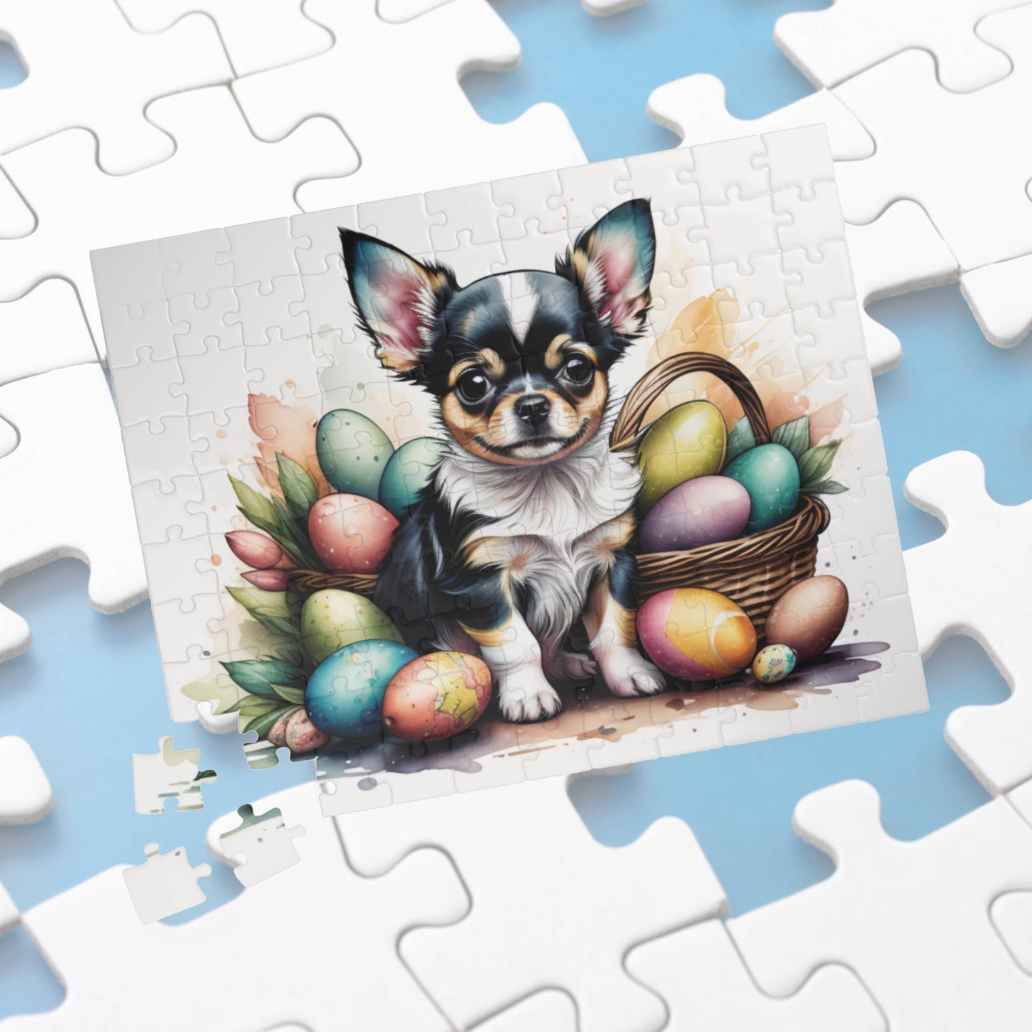Chihuahua (Blue Tri) Easter Puppy Puzzle - Dog Lovers, Mental Health Benefits, Holiday Fun, Mindfulness, Stress Relief, Festive Gift