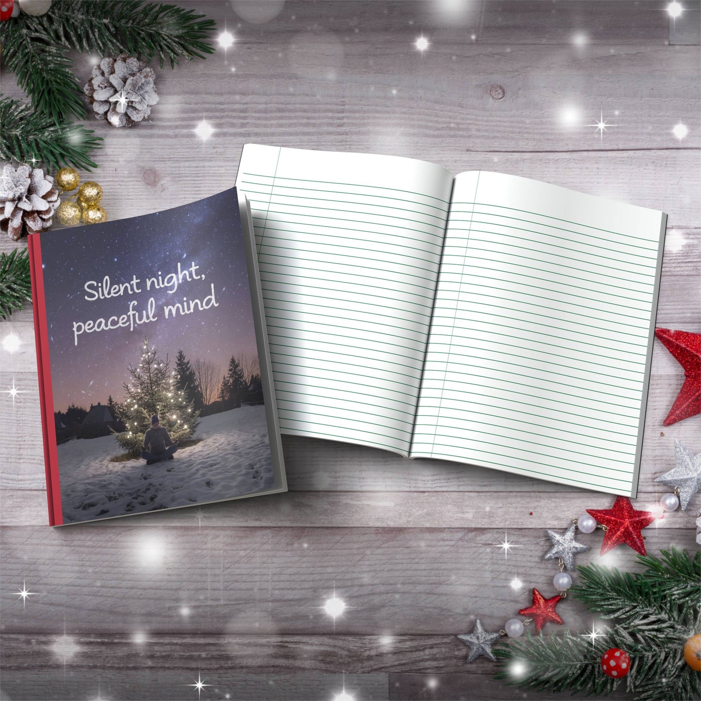 Teal Christmas Trees & Snowmen Paperback Christmas Composition Notebook for festive journaling and holiday writing