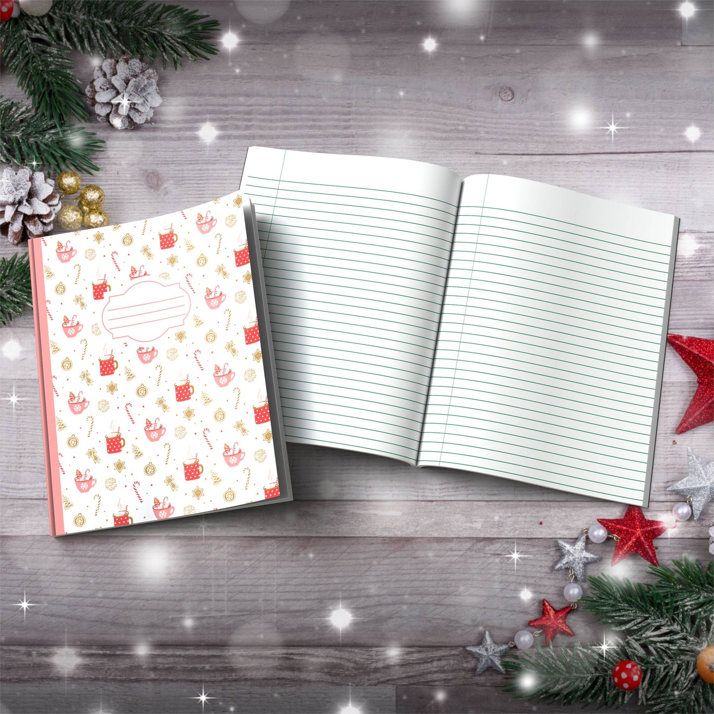 Candy Canes & Hot Cocoa Design Paperback Christmas Composition Notebook for mindful journaling and holiday gifts