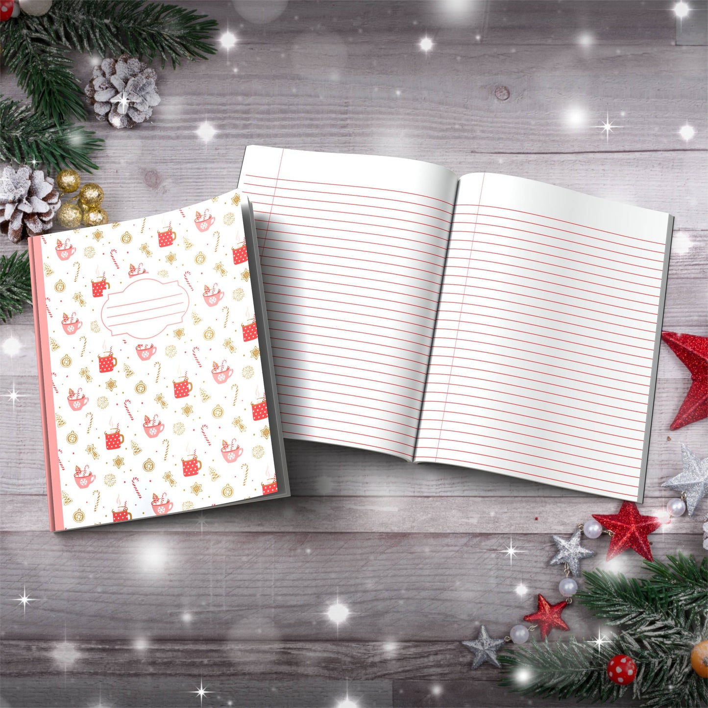 Candy Canes & Hot Cocoa Design Paperback Christmas Composition Notebook for mindful journaling and holiday gifts