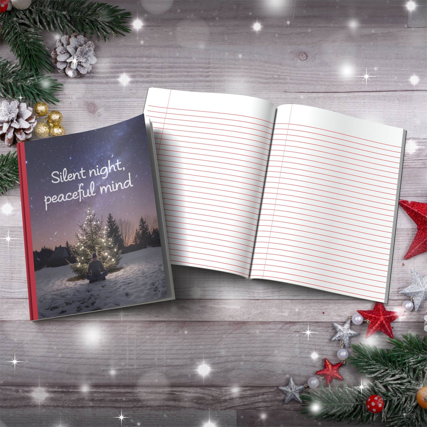 Teal Christmas Trees & Snowmen Paperback Christmas Composition Notebook for festive journaling and holiday writing