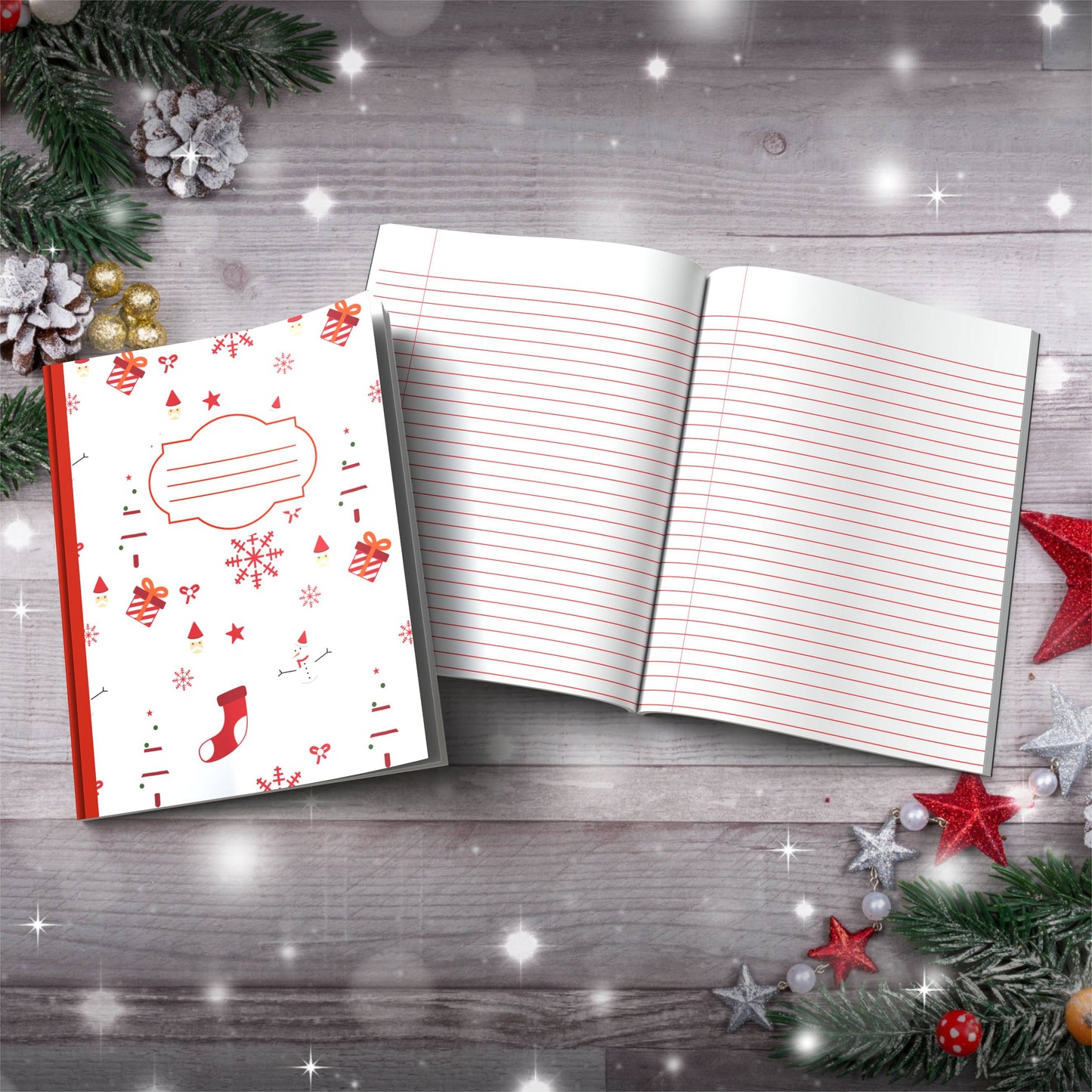 Snowmen with Olive Leaves Holiday Pattern Paperback Christmas Composition Notebook for festive writing and mindfulness