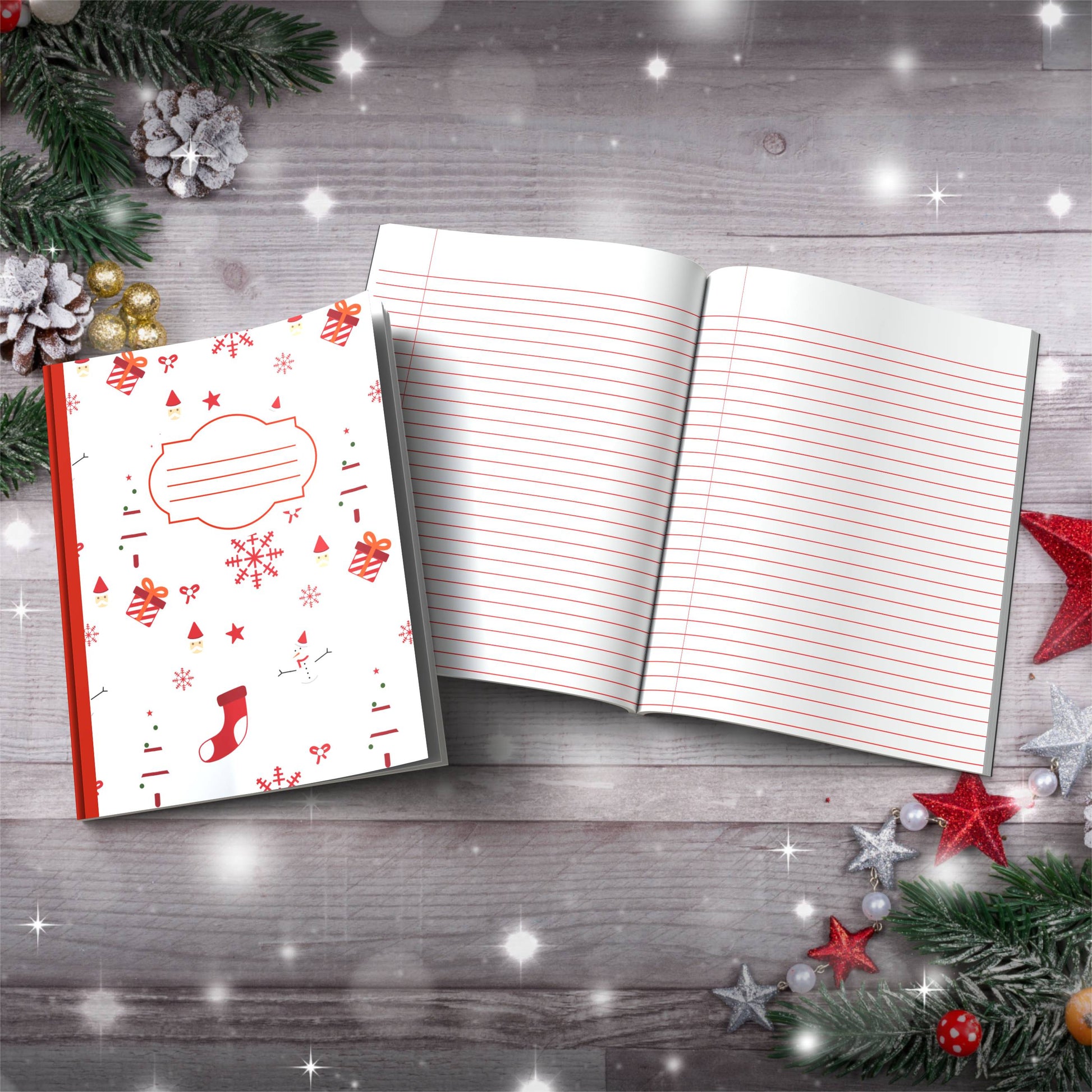 Snowmen with Olive Leaves Holiday Pattern Paperback Christmas Composition Notebook for festive writing and mindfulness