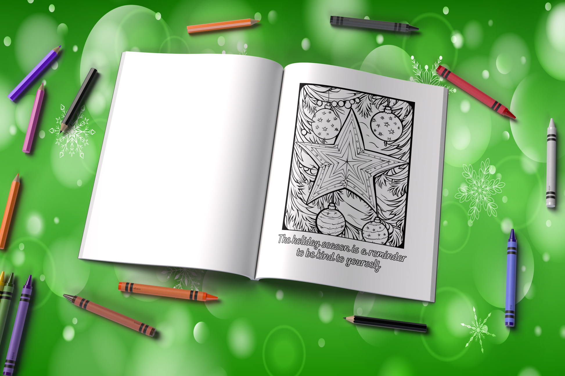 Christmas affirmation coloring book with cozy holiday illustrations
