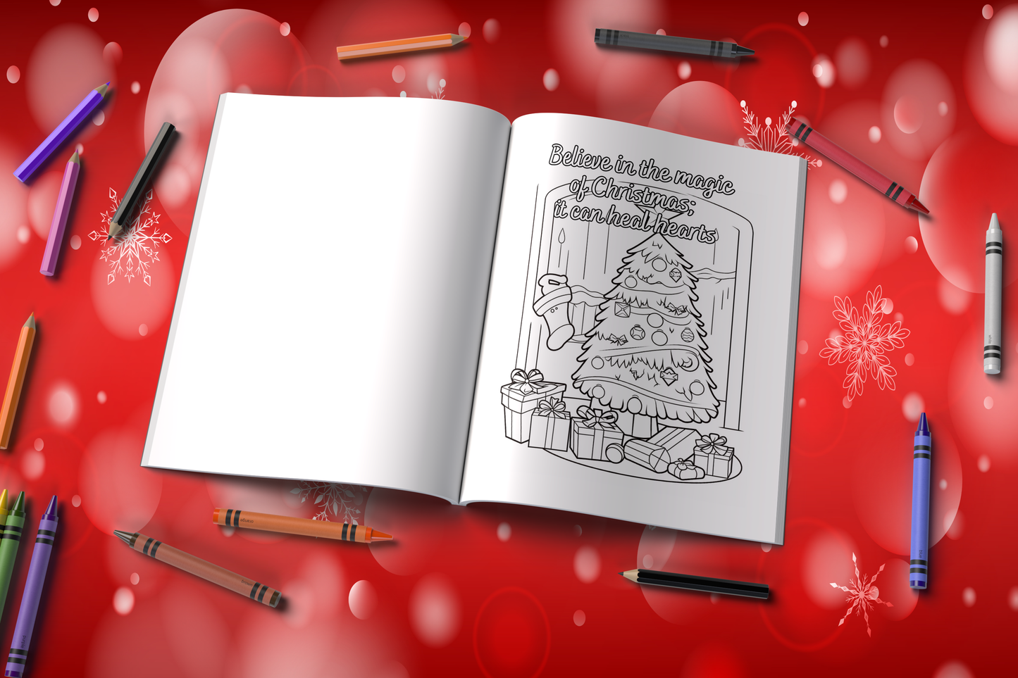 Christmas holiday coloring book with joyful affirmations