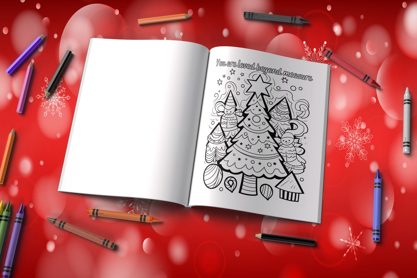 Christmas holiday coloring book with joyful affirmations