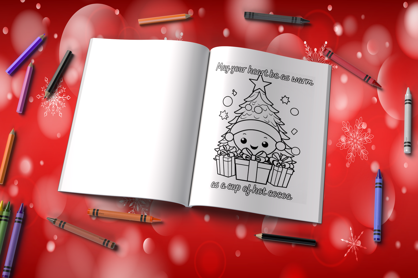 Christmas holiday coloring book with joyful affirmations