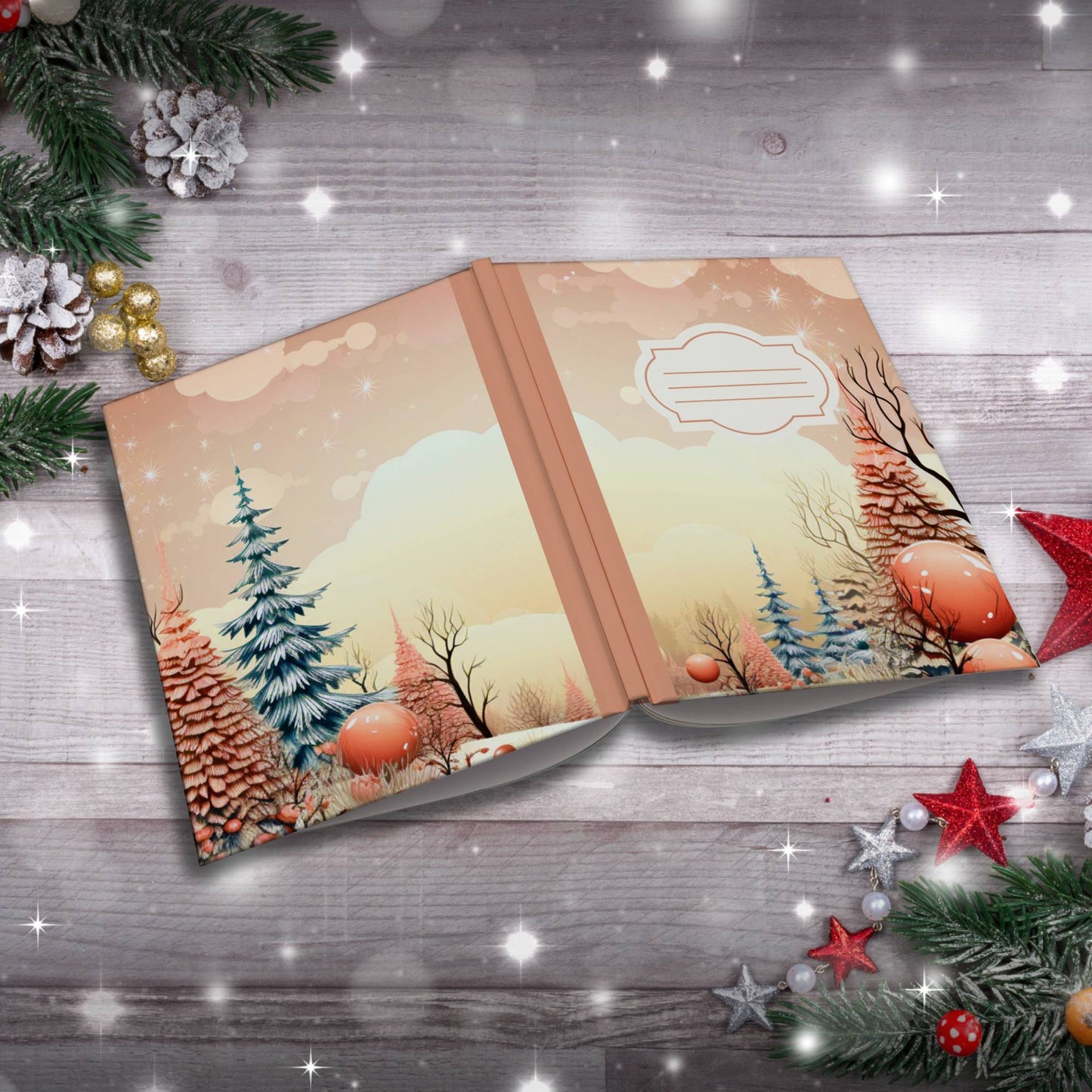Pastel orange and brown winter clouds Christmas composition notebook, paperback writing journal gift