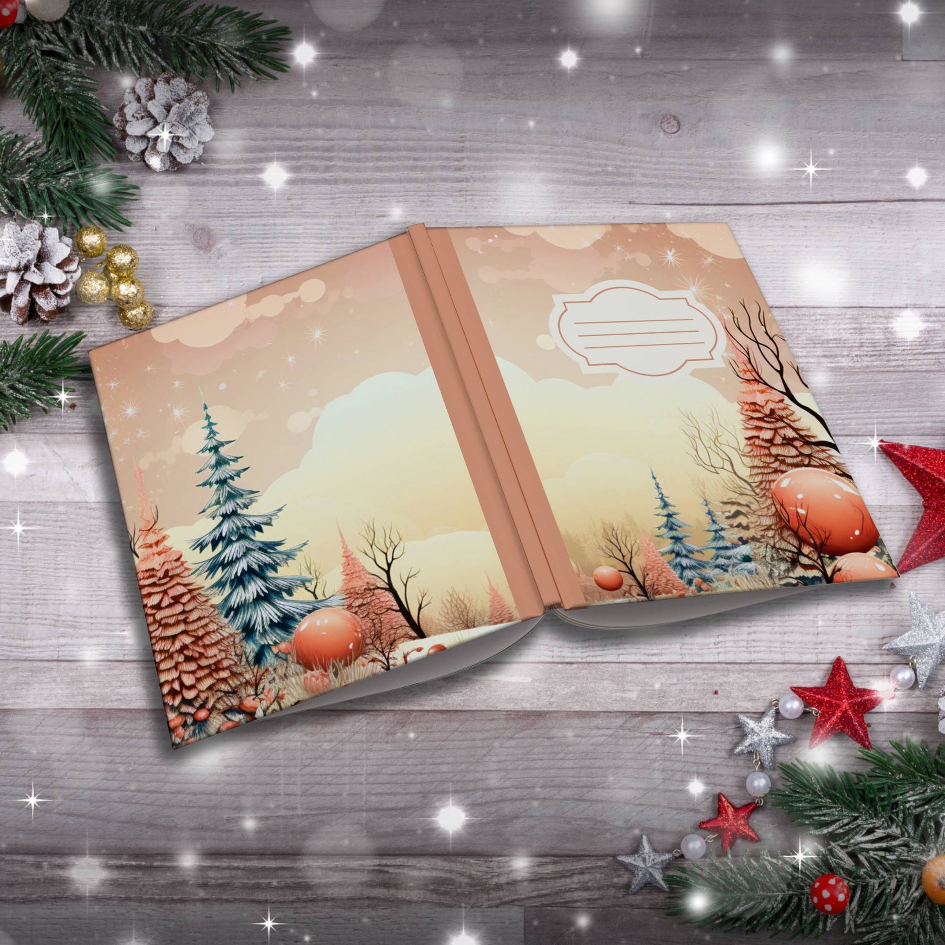 Pastel orange and brown winter clouds Christmas composition notebook, paperback writing journal gift