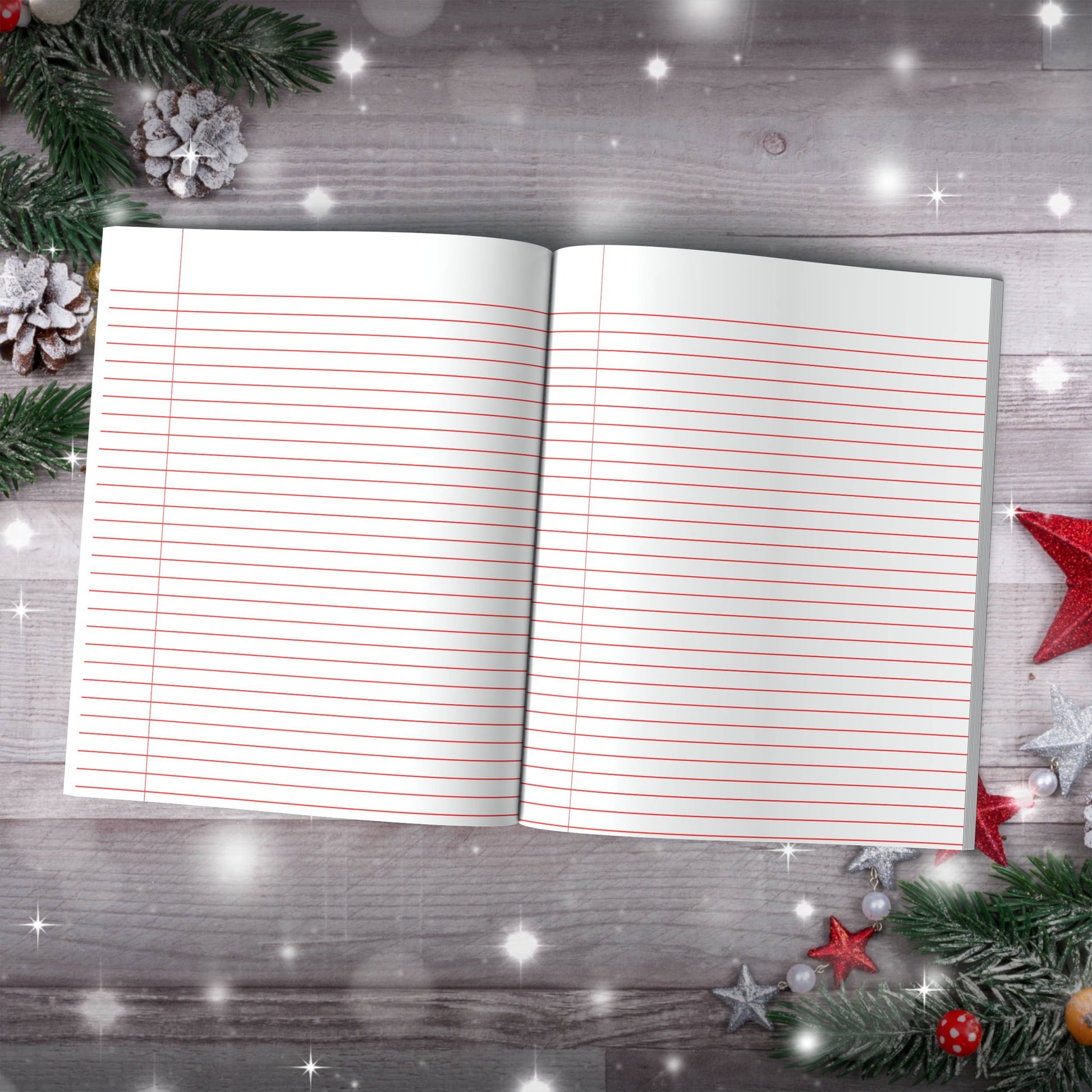 Santa, Snowflakes & Holiday Icons Paperback Christmas Composition Notebook for festive journaling and holiday mindfulness