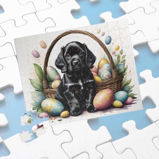 Cocker Spaniel (Black) Easter Puppy Puzzle - Dog Lovers, Mental Health Benefits, Holiday Fun, Mindfulness, Stress Relief, Festive Gift