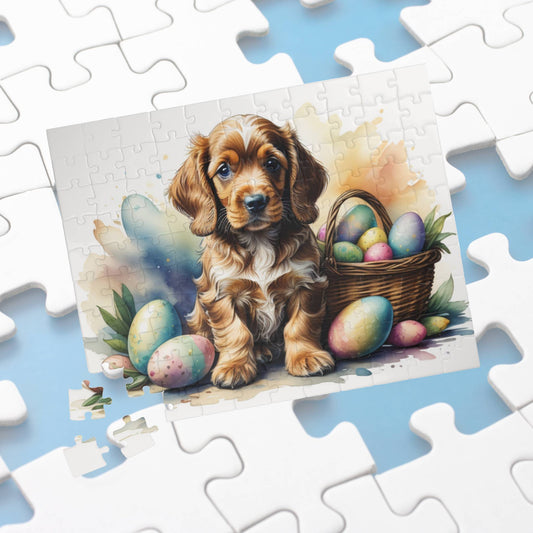 Cocker Spaniel (Golden) Easter Puppy Puzzle - Dog Lovers, Mental Health Benefits, Holiday Fun, Mindfulness, Stress Relief, Festive Gift