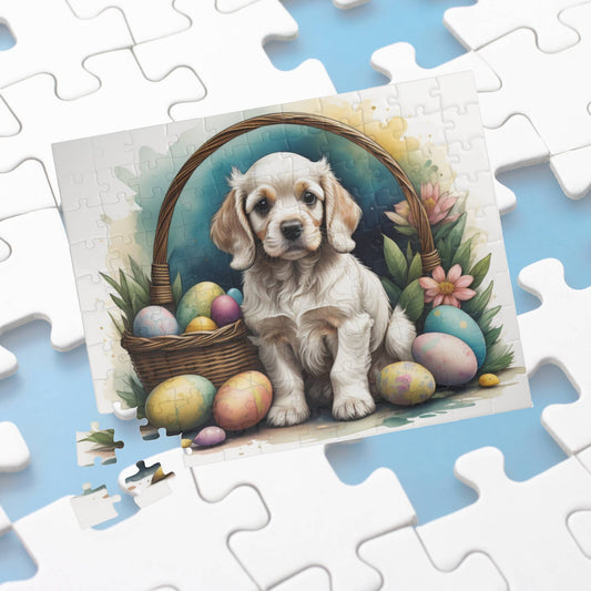 Cocker Spaniel (Light Gold) Easter Puppy Puzzle - Dog Lovers, Mental Health Benefits, Holiday Fun, Mindfulness, Stress Relief, Festive Gift