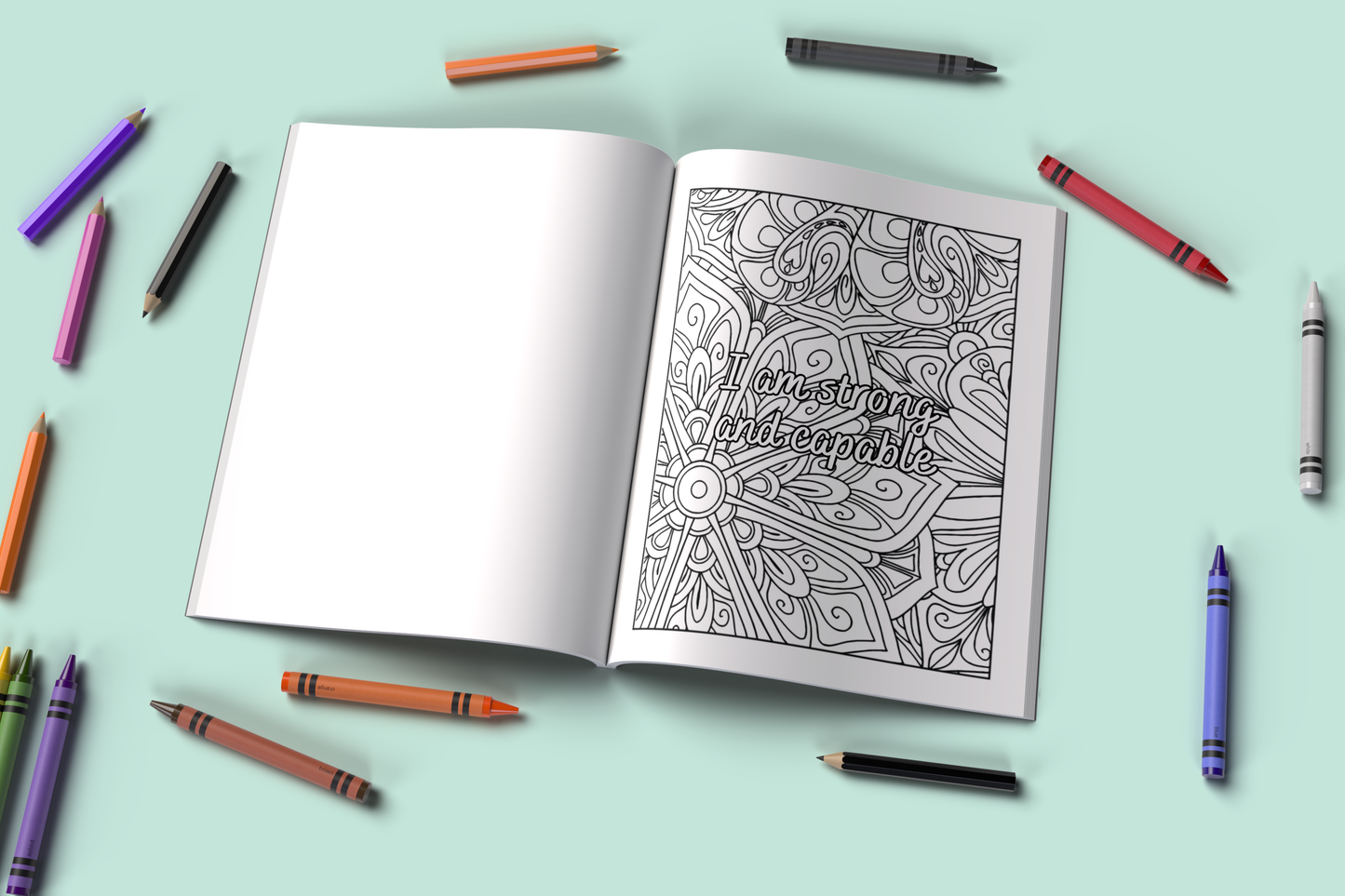 Affirmations coloring pages with calming themes for all ages