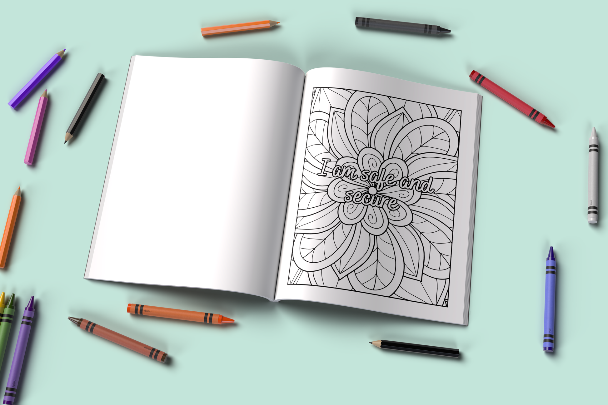 Affirmations coloring pages with calming themes for all ages