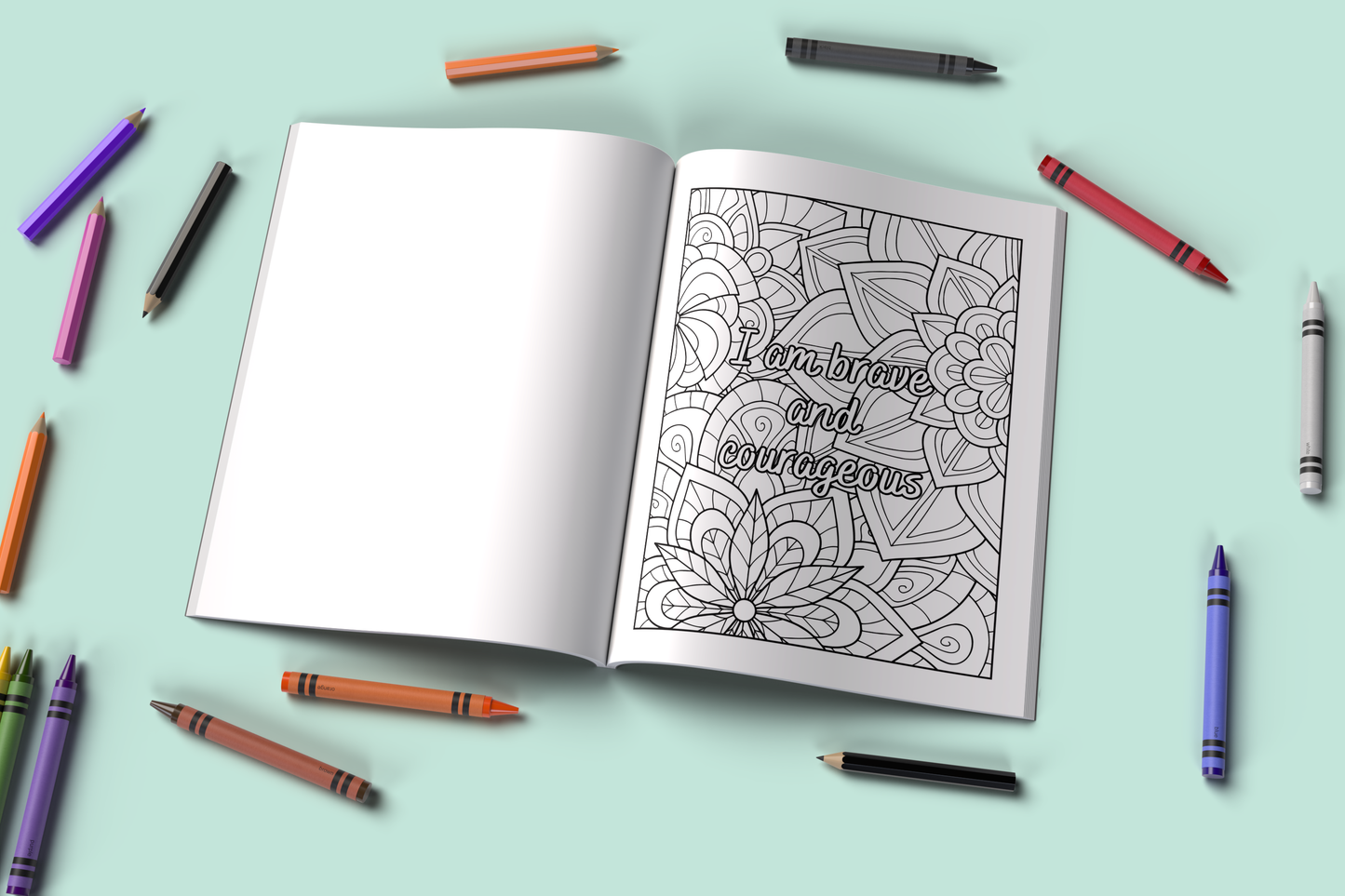 Affirmations coloring pages with calming themes for all ages