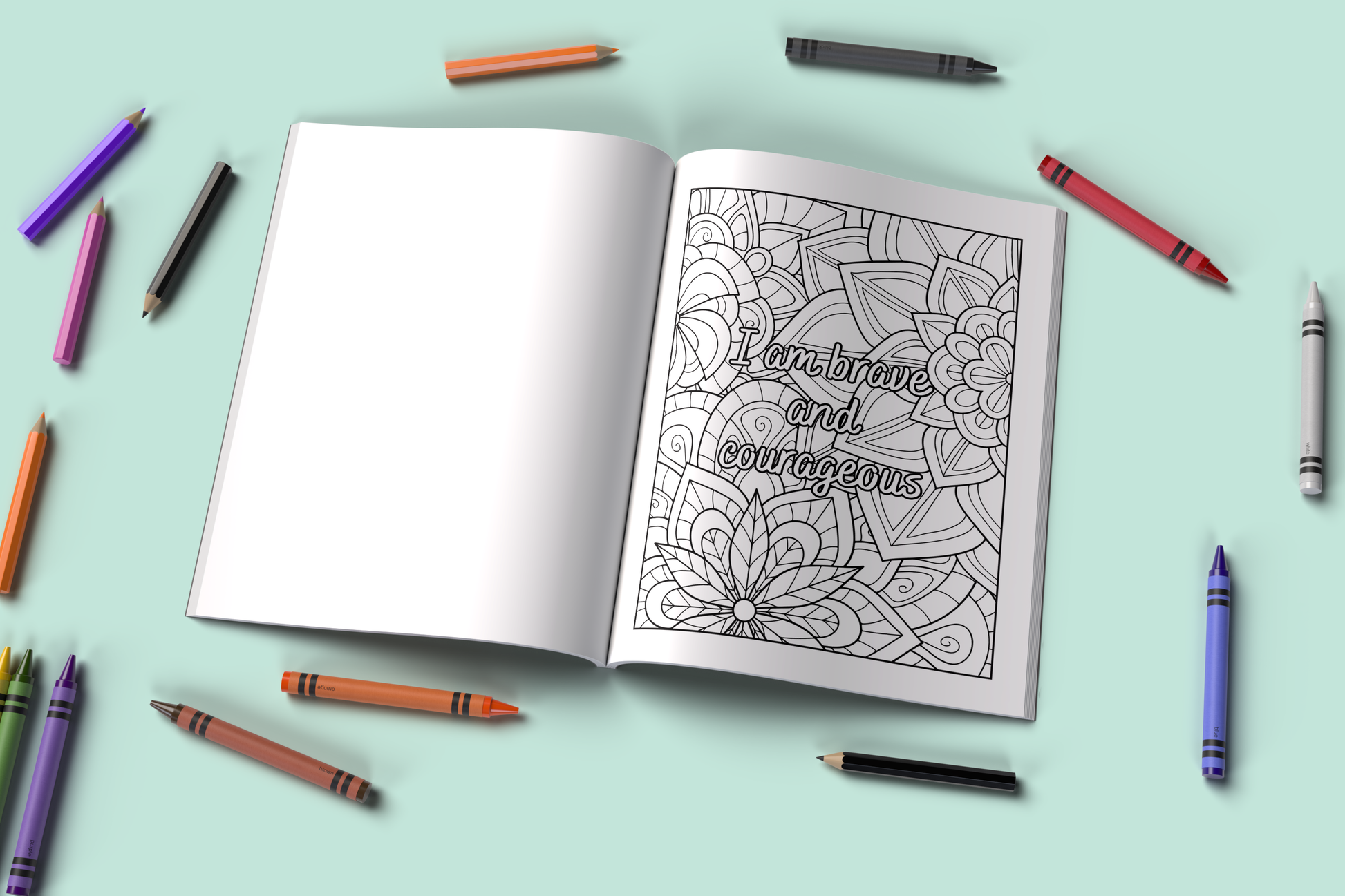 Affirmations coloring pages with calming themes for all ages