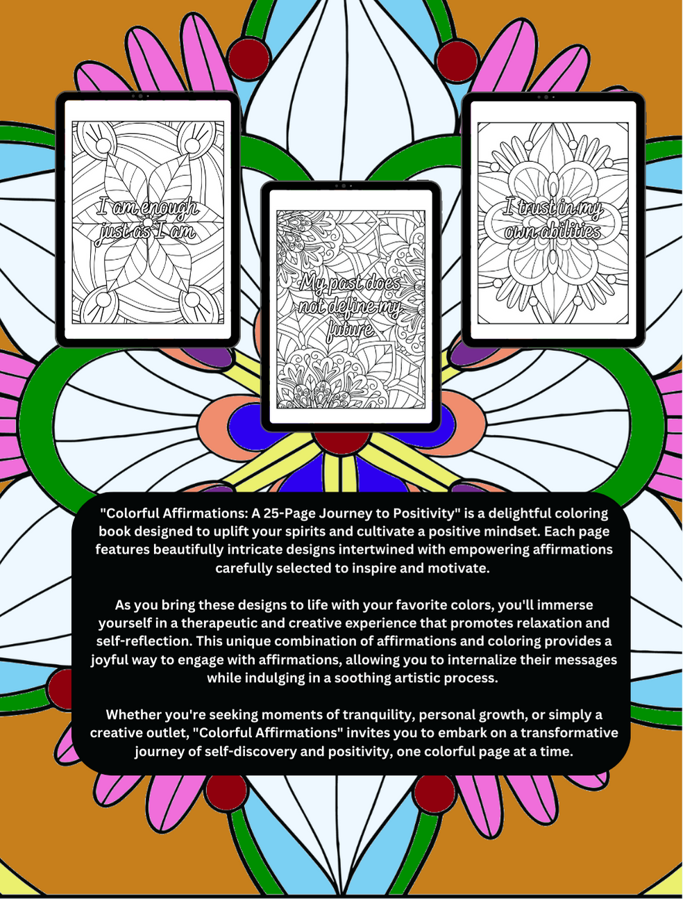 Affirmations coloring pages with calming themes for all ages