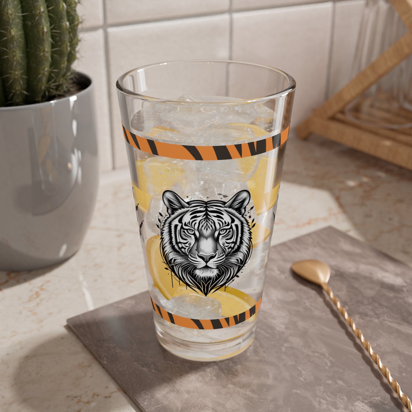 Courageous Roar 16oz Tiger Pint Glass - Inspiring Strength, Courage, and Empowerment
