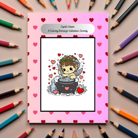 Valentine’s Day coloring book with peaceful love-themed pages