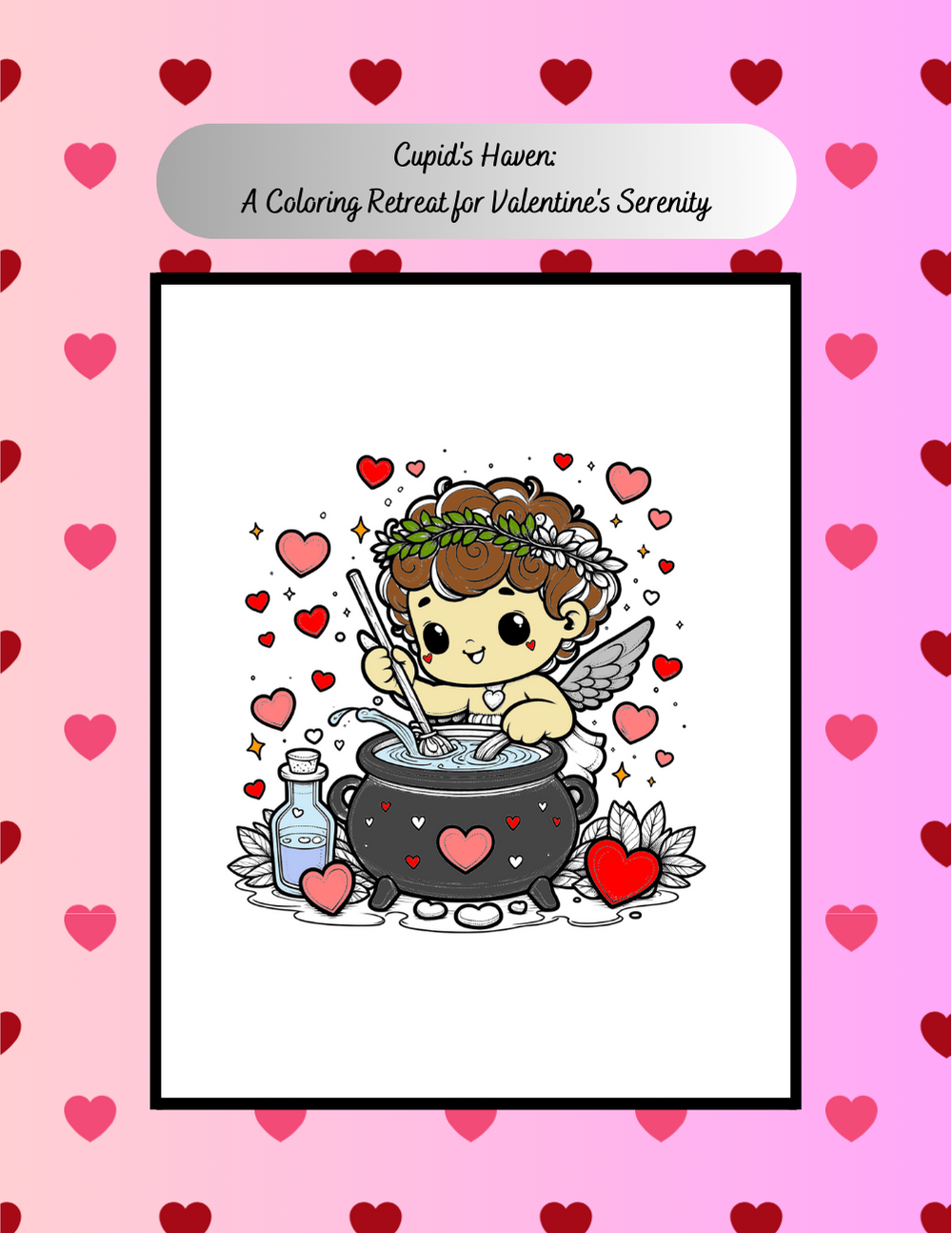 Valentine’s Day coloring book with peaceful love-themed pages
