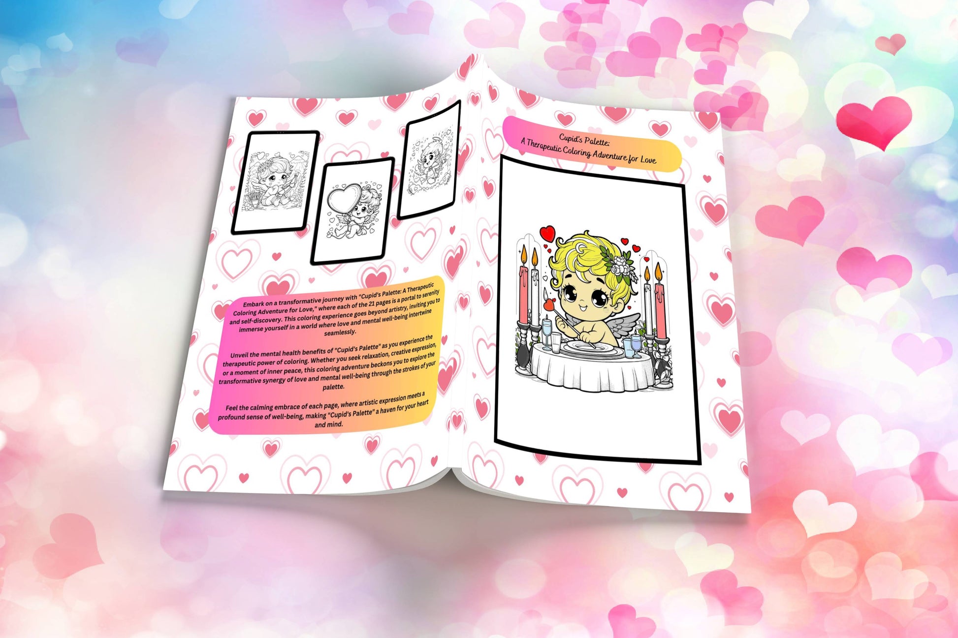 Love affirmations coloring book with soft, heartwarming illustrations