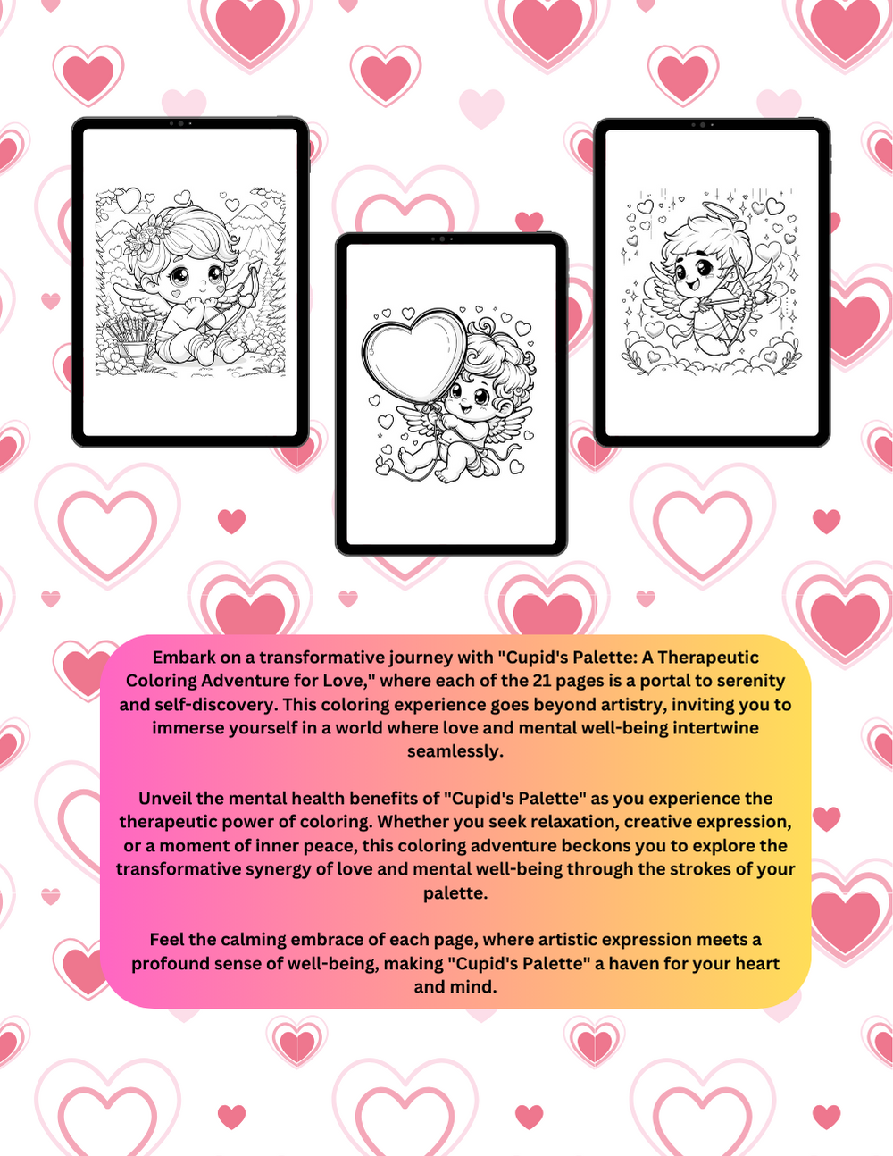 Love affirmations coloring book with soft, heartwarming illustrations