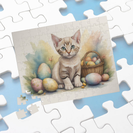 Devon Rex Easter Kitten Puzzle - Cat Lovers, Mental Health Benefits, Holiday Fun, Mindfulness, Stress Relief, Festive Gift