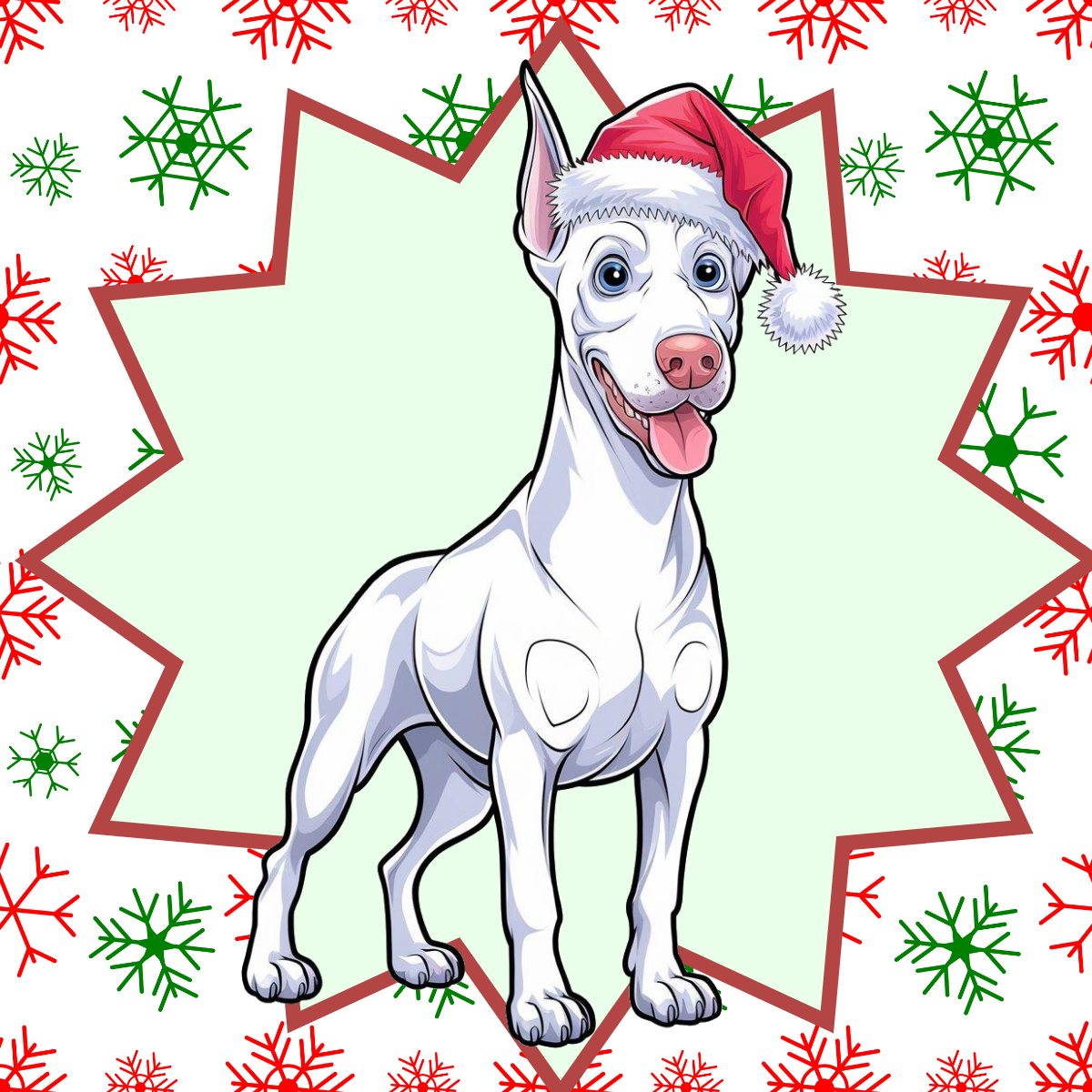 Doberman Pinscher (White) Personalized Velveteen Plush Blanket - "Bark The Halls" | Cozy Holiday Gift for Dog Lovers