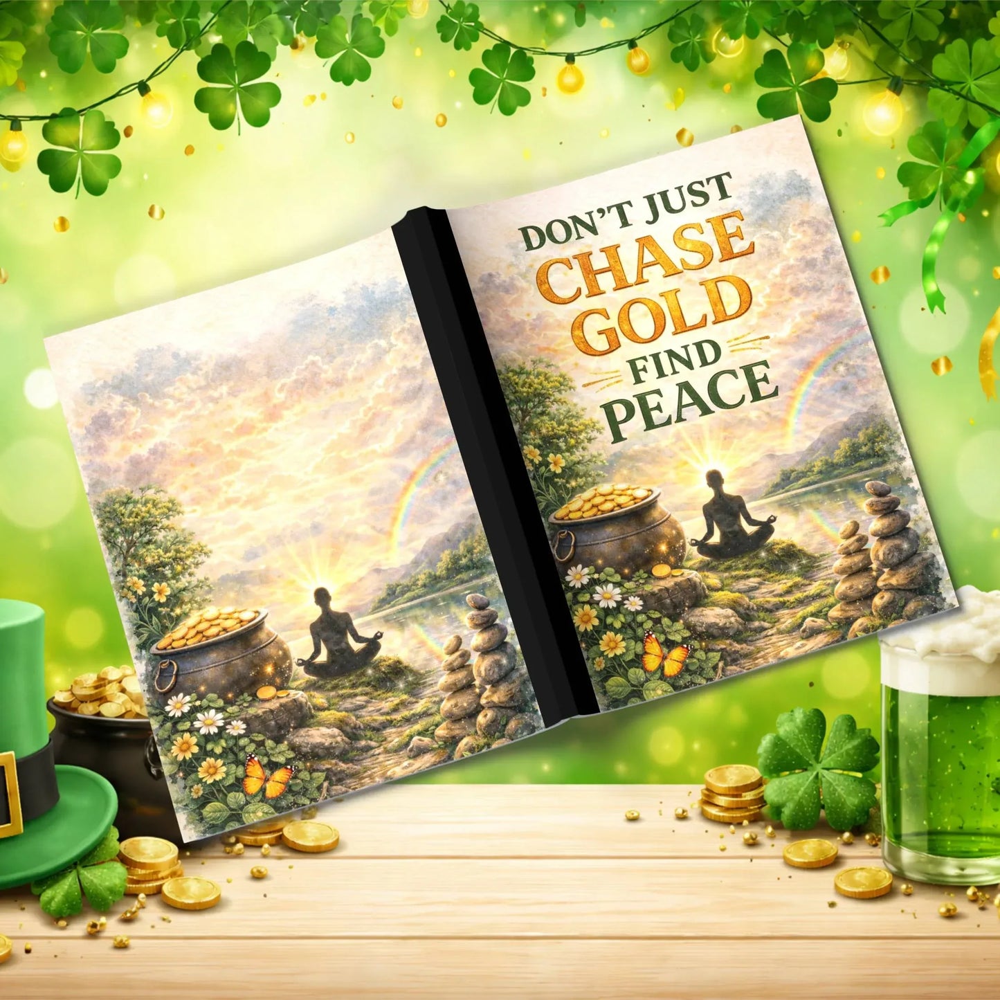 Shop our premium dont just chase gold find peace st patricks day journal from MySisterIsASurvivor.
