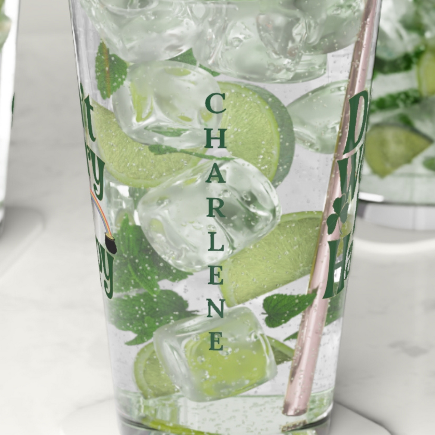 Don't Worry Be Happy: Personalized St. Patrick's Day Pint Glass - Customizable Name for Happiness and Positivity
