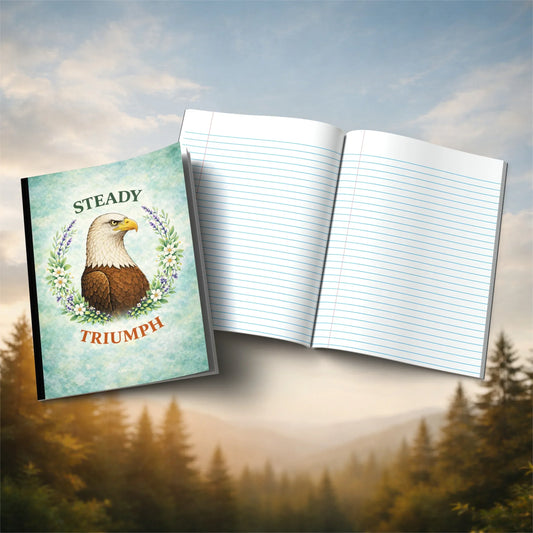 Shop our eagle vision triumph eagle themed composition notebook featuring the Black style option from MySisterIsASurvivor.