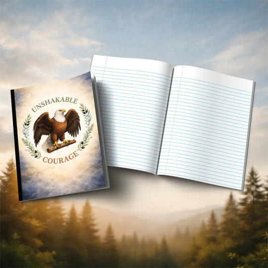 Shop our wingspan of strength eagle themed composition notebook featuring the Black style option from MySisterIsASurvivor.