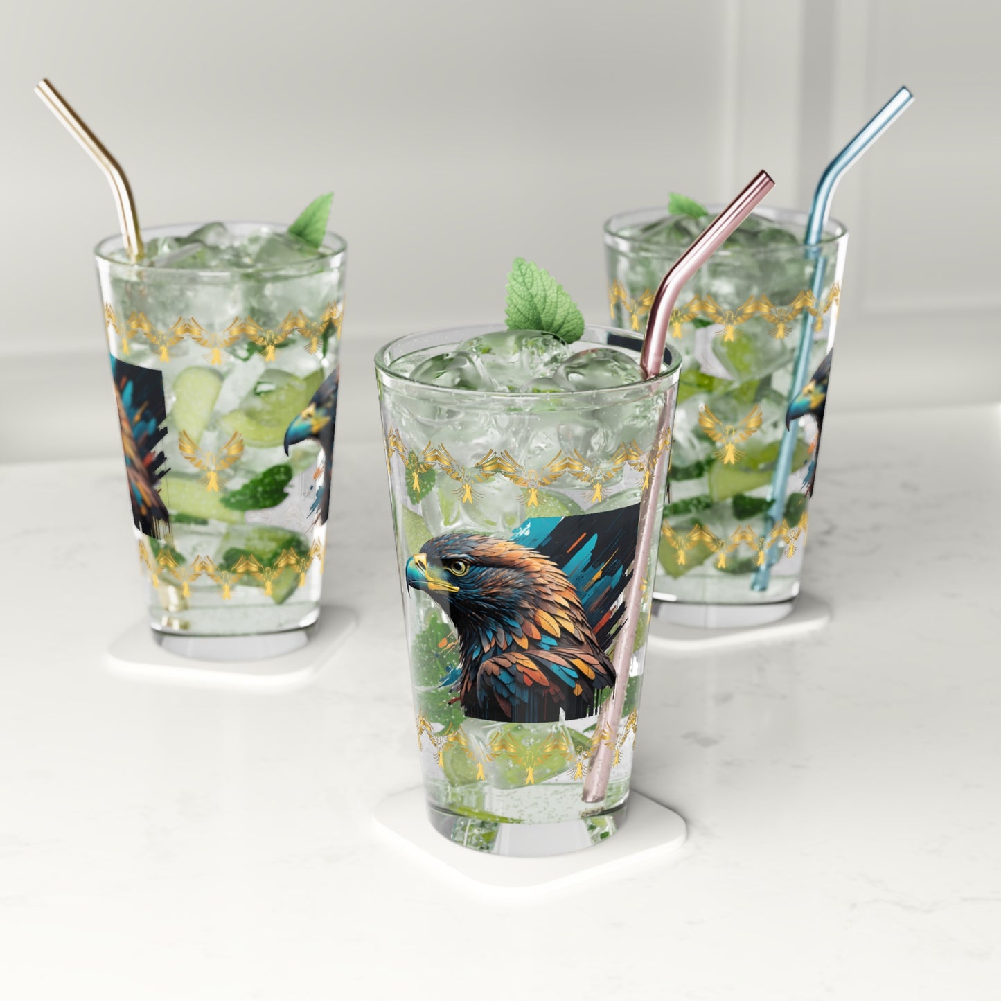 Eagle's Strength Resilience 16oz Eagle Pint Glass - Symbol of Strength, Resilience, and Mental Health Awareness