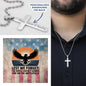 Lest We Forget Cross Necklace | Engraved Stainless Steel Pendant for Veterans, Memorial Gift, PTSD Support Jewelry