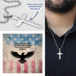 Honoring Sacrifice Cross Necklace | Engraved Stainless Steel Pendant for Veterans, Memorial Gift, PTSD Support Jewelry