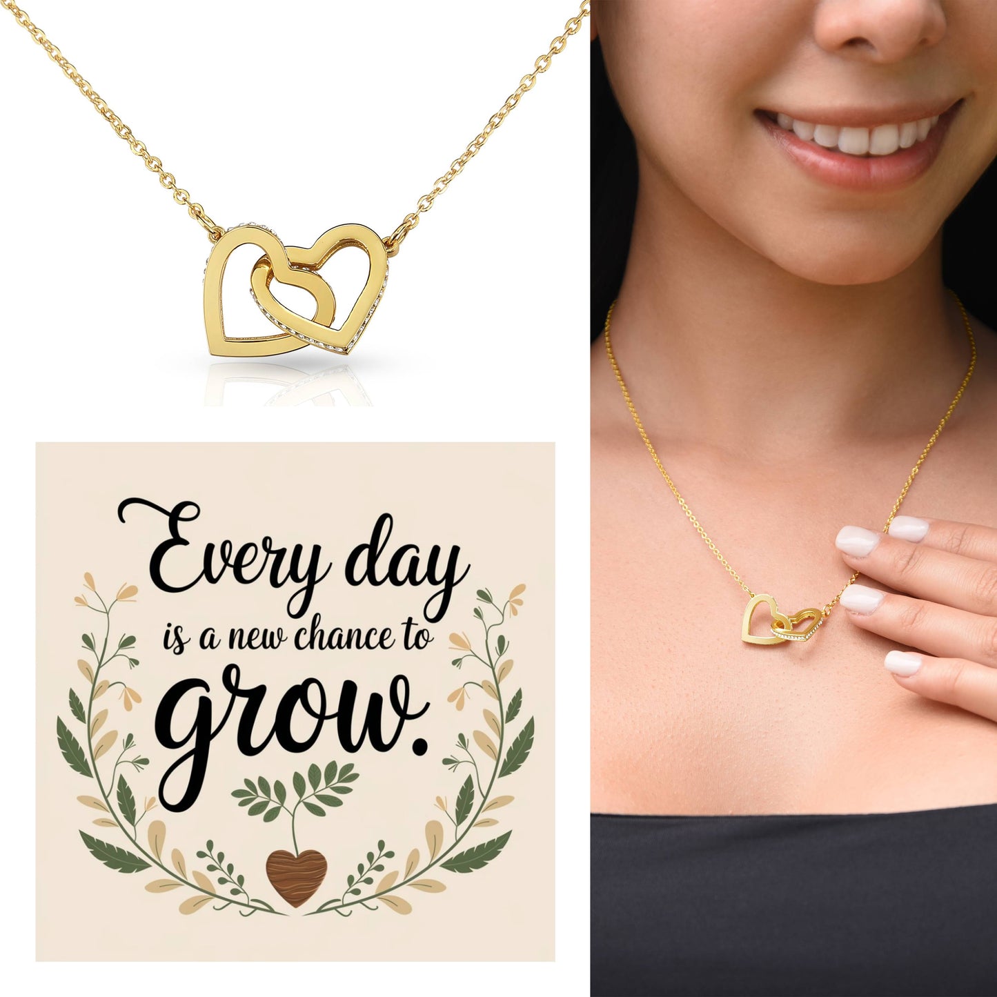 Every Day Brings New Light - Interlocking Hearts Necklace meaningful jewelry for hope, joy, and renewal