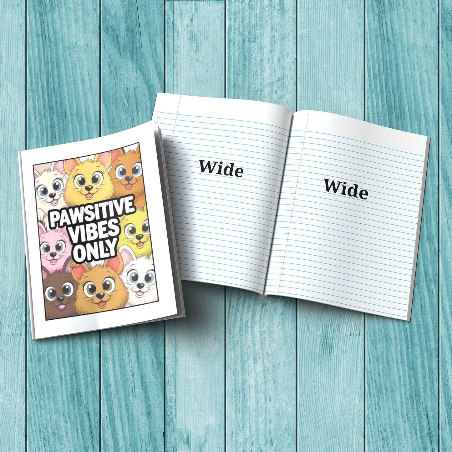 Pawsitive Vibes Only sturdy cardstock cover notebook for affirmations, journaling, and mindfulness writing.