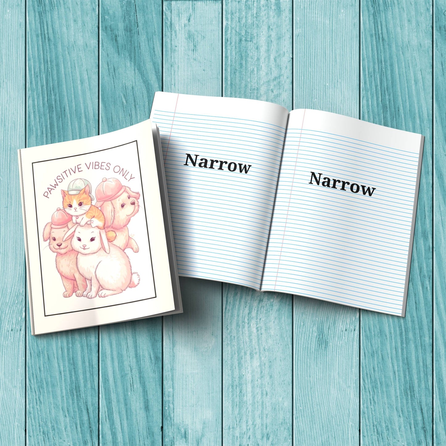 Pawsitive Vibes Only sturdy cover composition notebook for stress relief, anxiety journaling, and therapy reflections.