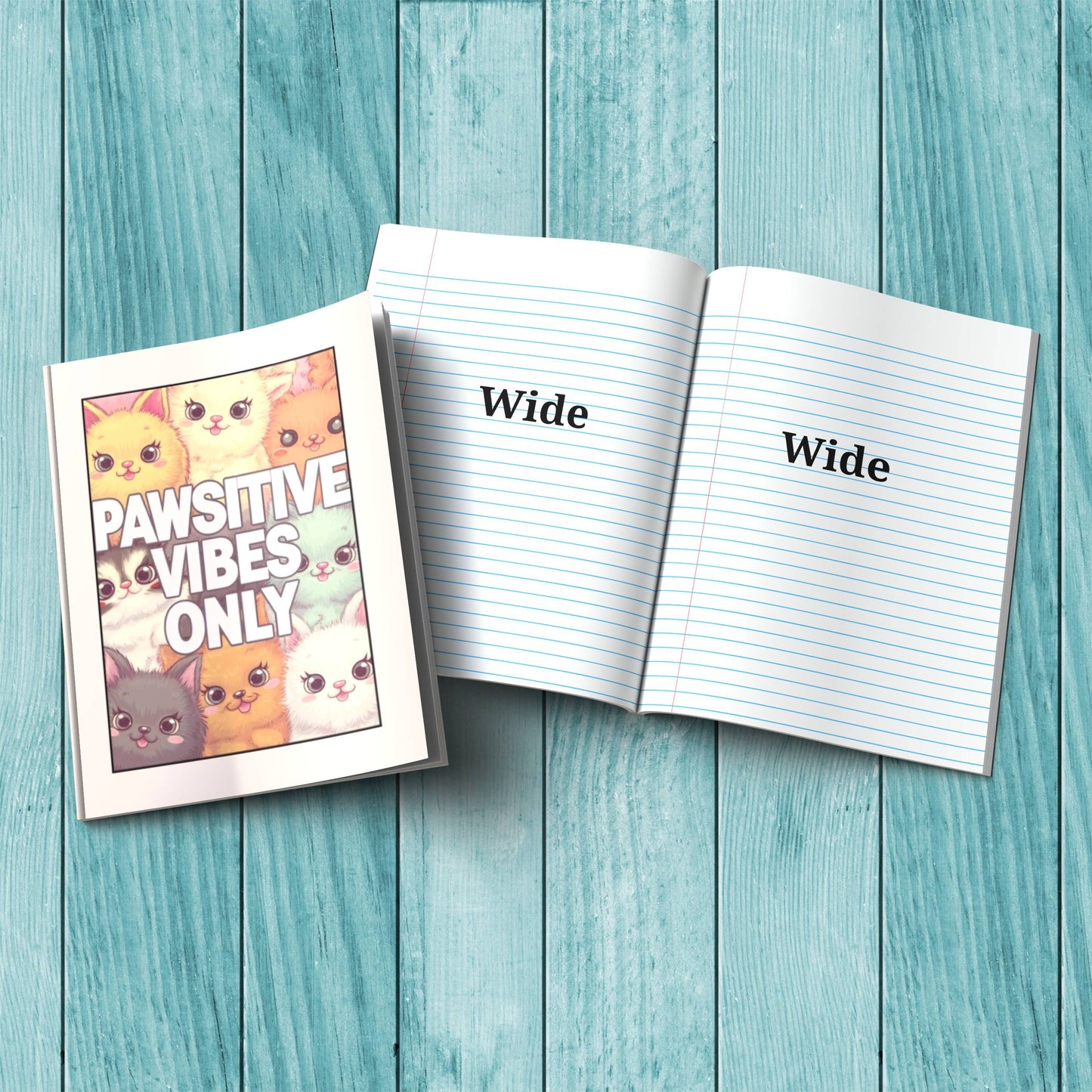Cute Pawsitive Vibes Only sturdy cardstock cover journal for daily self-care, mindfulness, and affirmations.