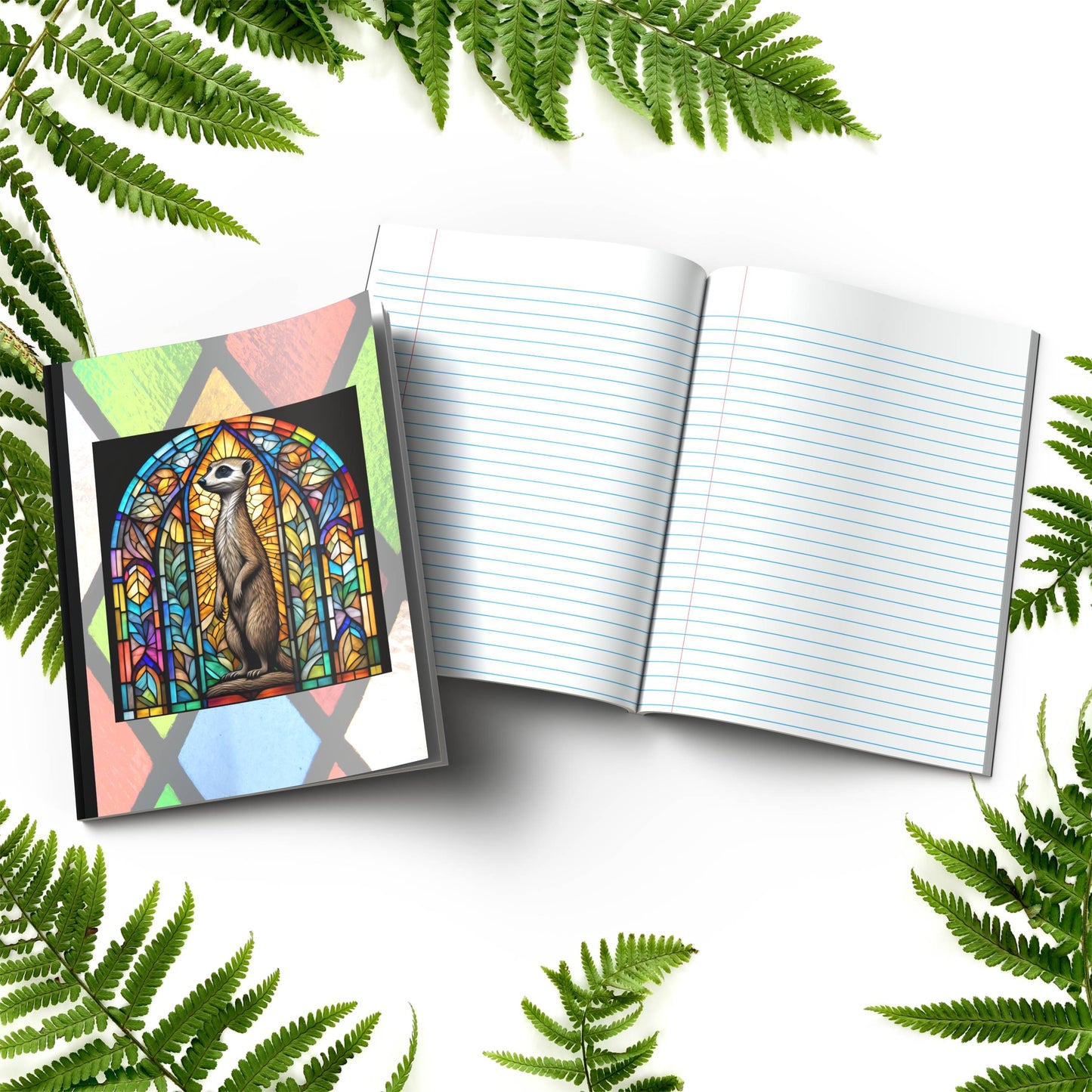 Meerkat stained glass zoo animals paperback writing journal composition notebook for creative journaling and notes