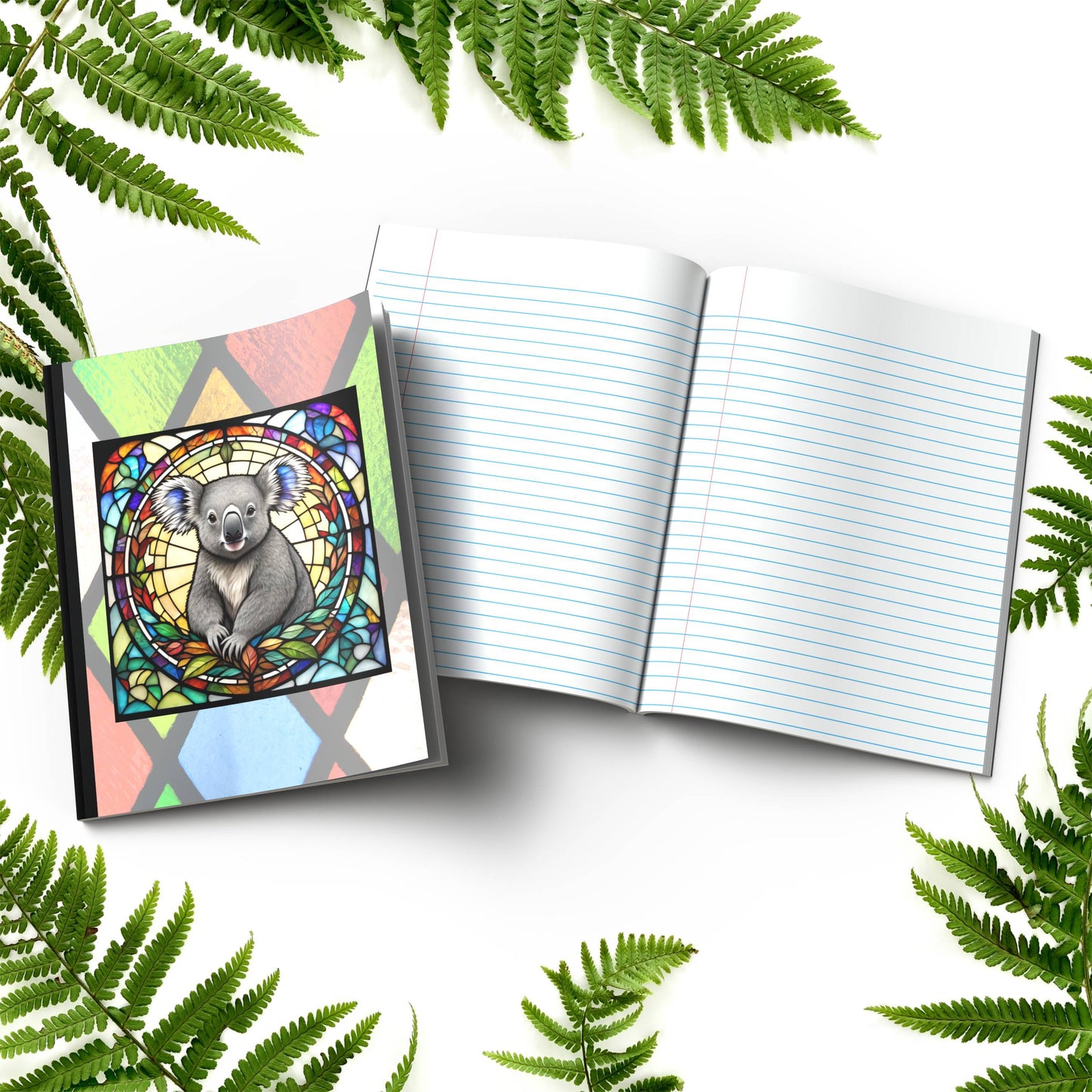 Koala stained glass zoo animals paperback journal composition notebook for mindfulness, journaling, and writing