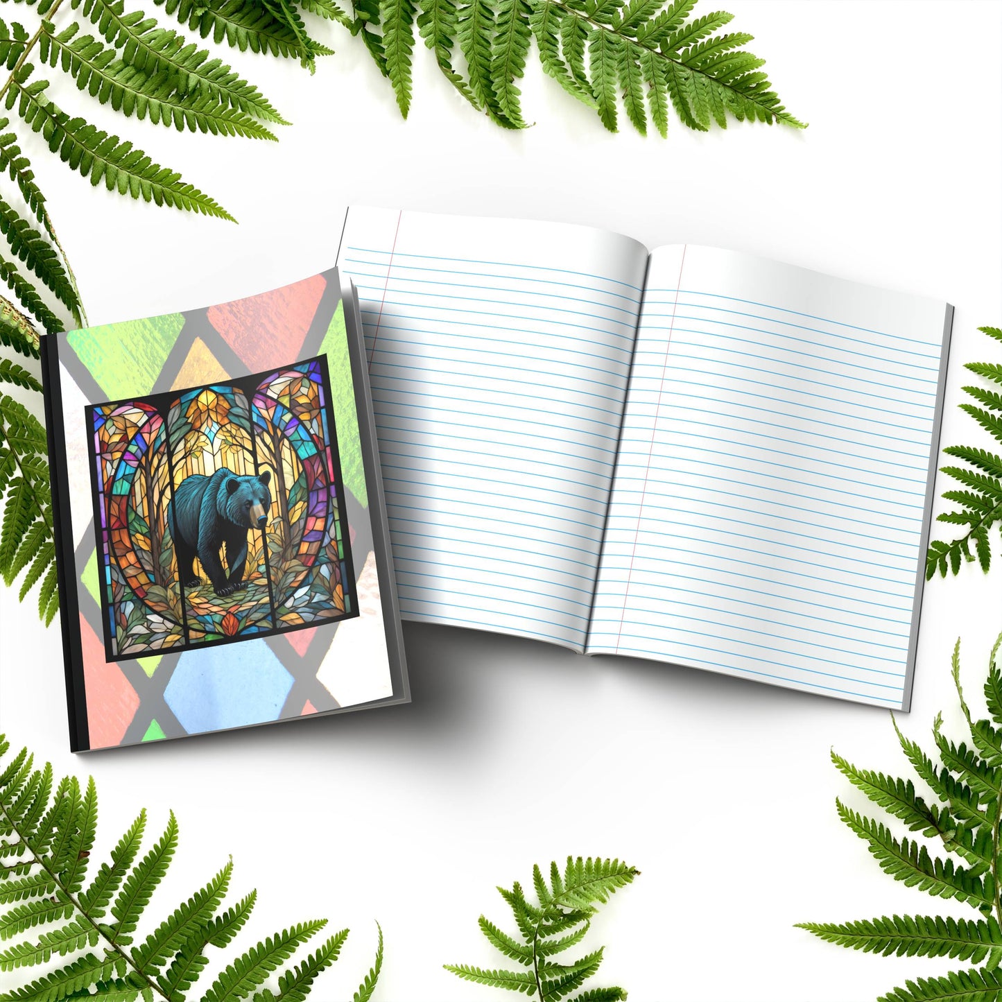 Bear - Stained Glass Zoo Animals Composition Notebook