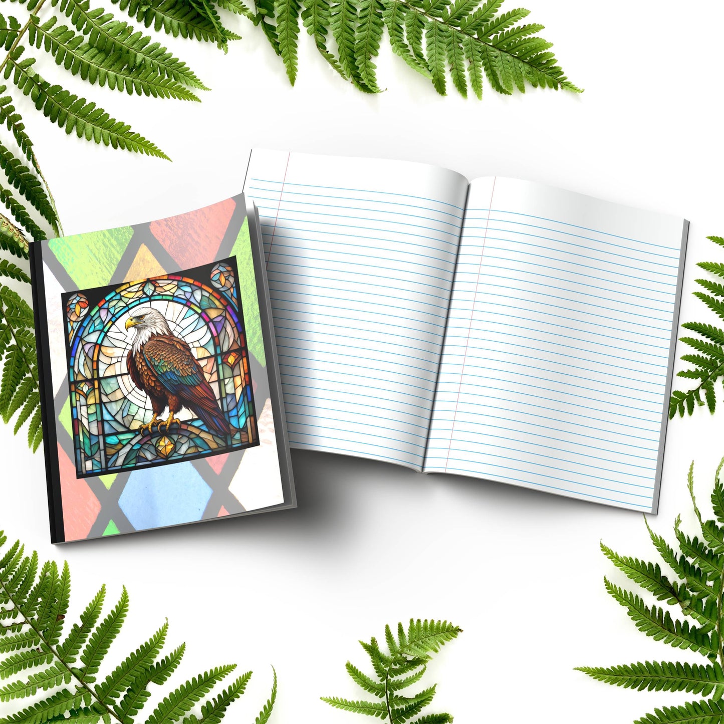 Eagle stained glass zoo animals paperback composition notebook journal for inspiration, writing, and reflection