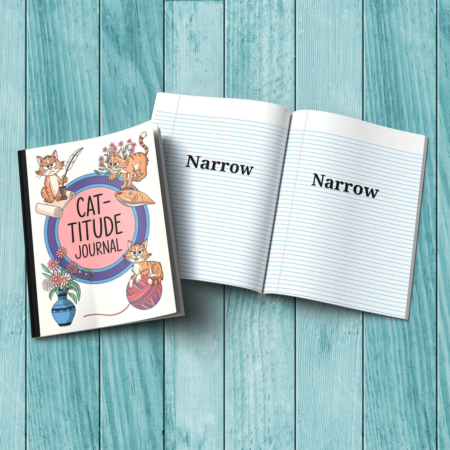 Cute Cat-titude sturdy cover composition notebook for stress relief, journaling, and therapy reflections.