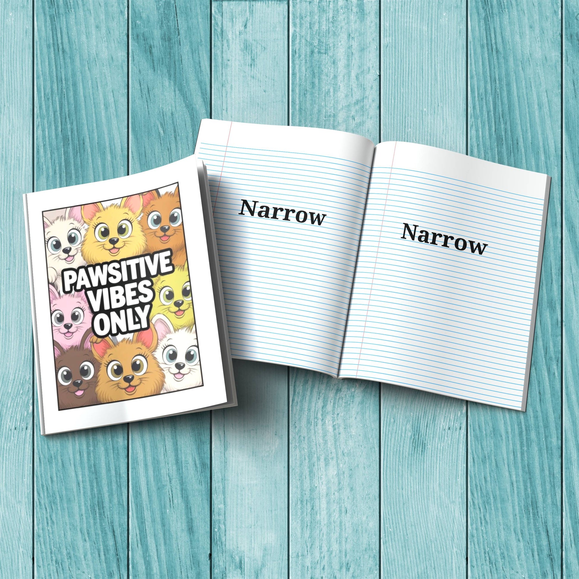 Pawsitive Vibes Only sturdy cardstock cover notebook for affirmations, journaling, and mindfulness writing.