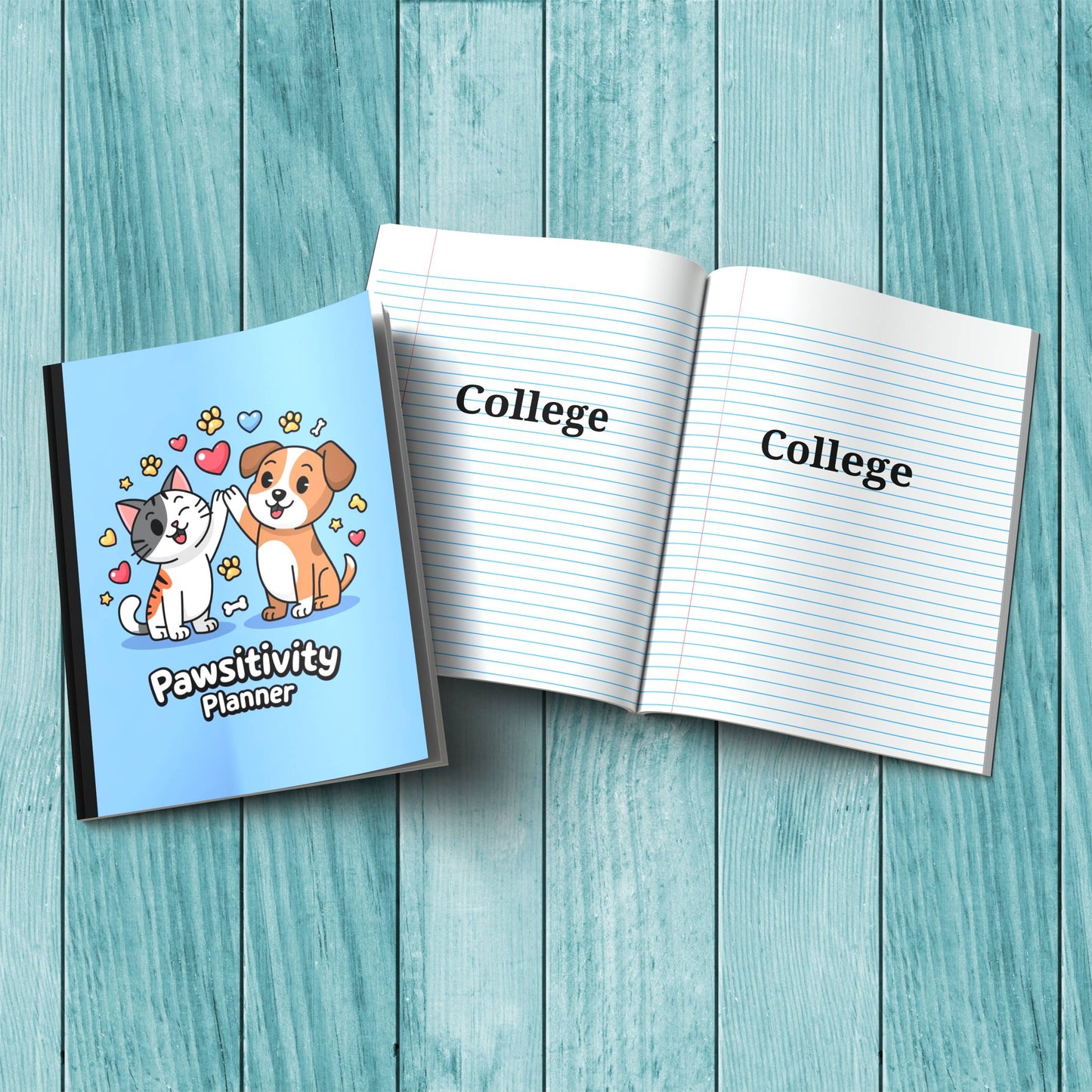 Pawsitivity Planner sturdy cover notebook for therapy notes, mindfulness, and stress relief journaling.
